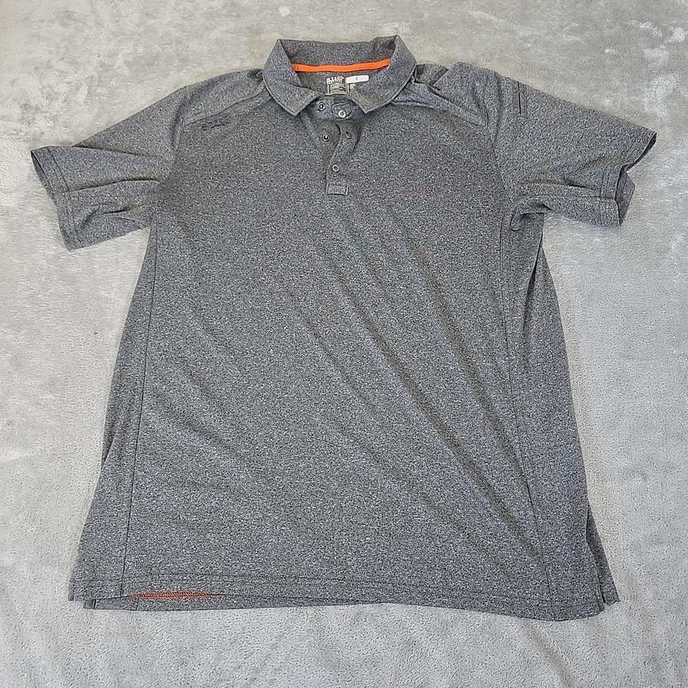 5.11 Tactical Golf Shirt Mens Large Gray‎ Short Sleeve Metal Snap Button Light